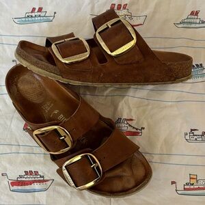Birkenstock Arizona Brown Leather Gold Buckle Sandals 41 ~ Women’s 10 / men’s 8